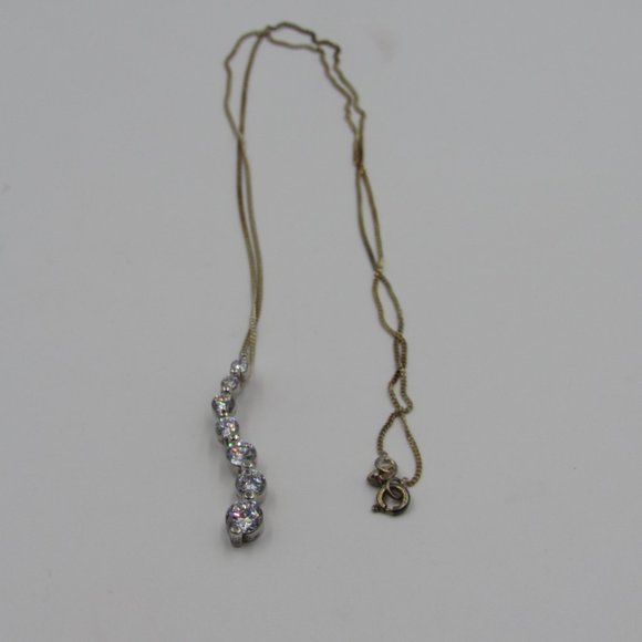 19" Sterling Tiered Style CZ Diamond Necklace - Picture 2 of 6
